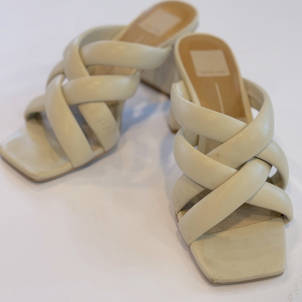 Dolce Vita Parice Braided Leather Slip-on Sandals in Ivory